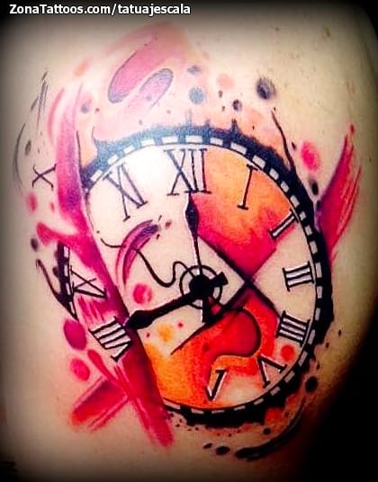 Tattoo photo Clocks, Watercolor, Grunge