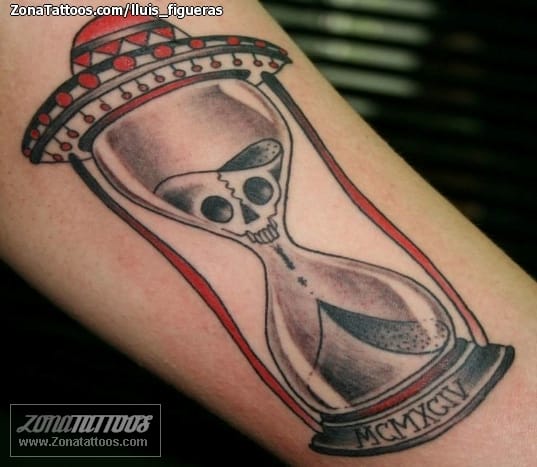 Tattoo photo Hourglass, Old School, Skulls