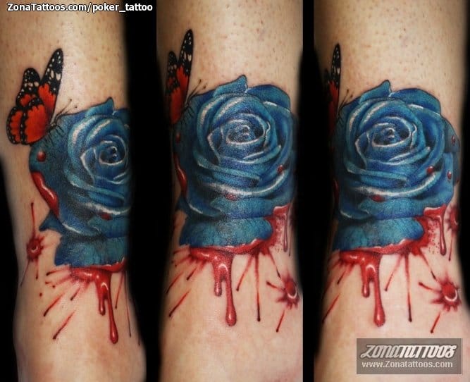 Foto de tatuaje Mariposas, Rosas, Sangre