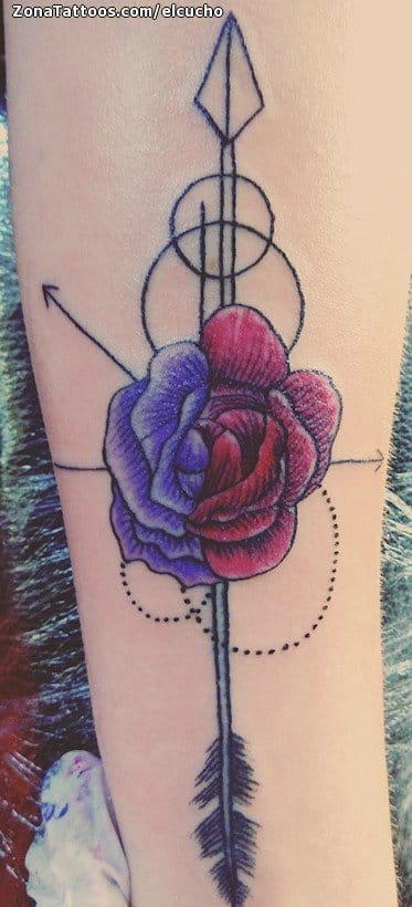 Tattoo photo Roses, Arrows, Flowers