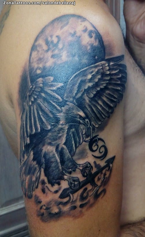 Tattoo photo Eagles, Moons, Birds