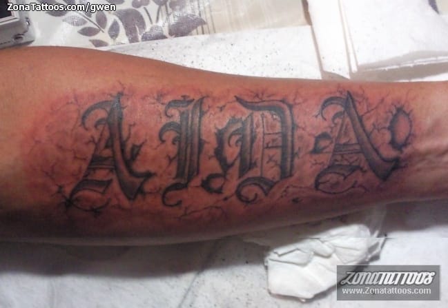 Tattoo photo Letters, Names, Forearm