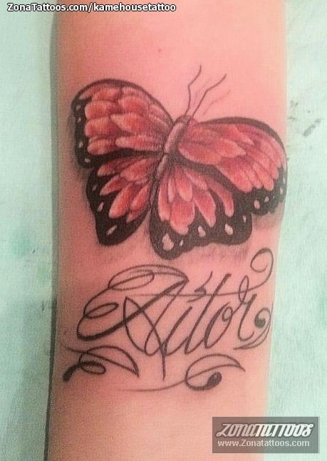 Foto de tatuaje Mariposas, Insectos, Letras