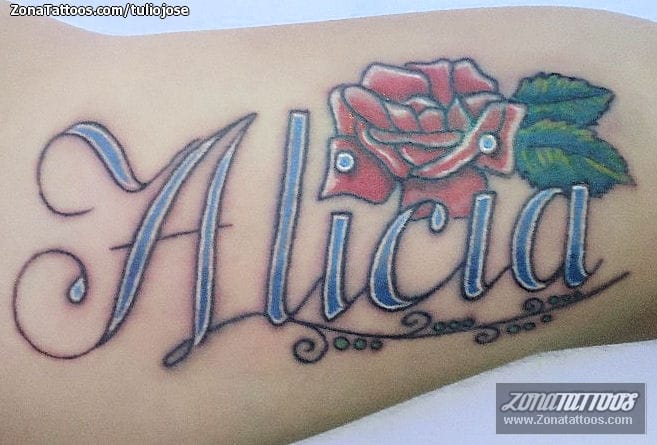 Foto de tatuaje Letras, Rosas, Nombres