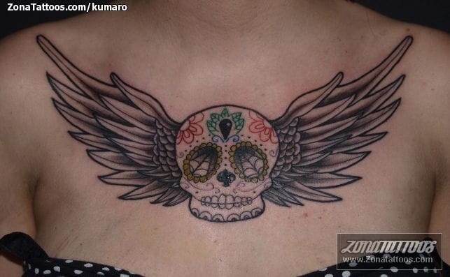 Foto de tatuaje Calaveras, Alas, Sugar Skull