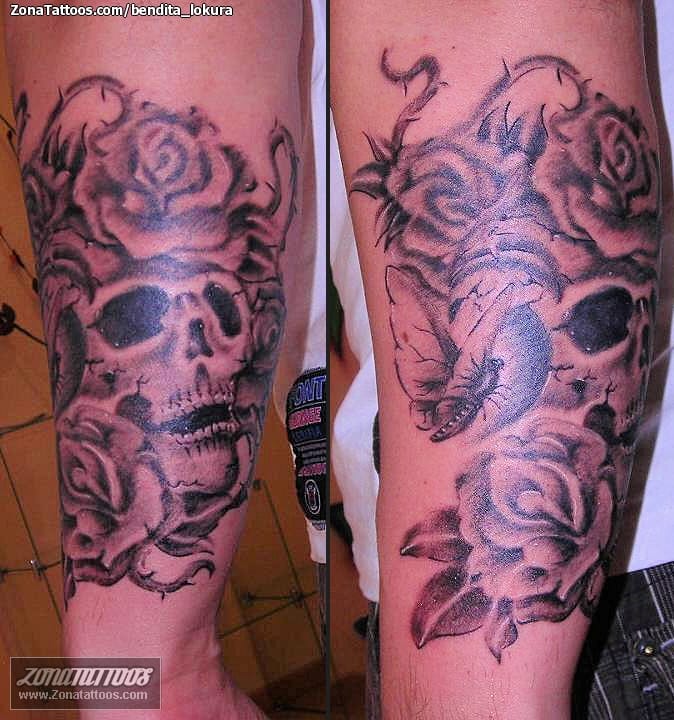 Foto de tatuaje Calaveras, Rosas