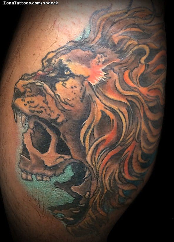 Foto de tatuaje Leones, Calaveras, Animales