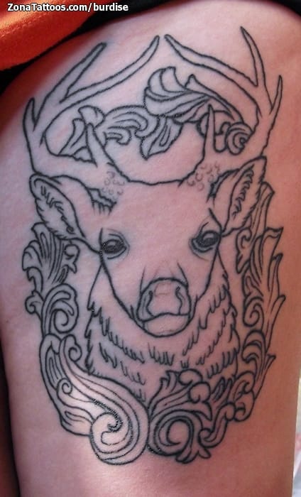 Tattoo photo Deers, Animals, Ornaments