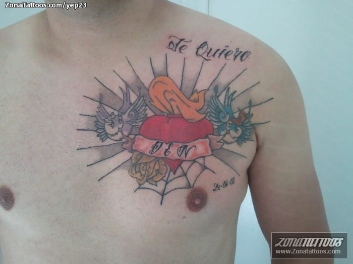 Foto de tatuaje Old School, Corazones, Pecho