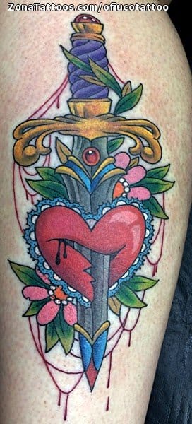 Foto de tatuaje Dagas, Corazones, Armas