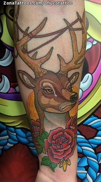 Tattoo photo Deers, Animals, Forearm