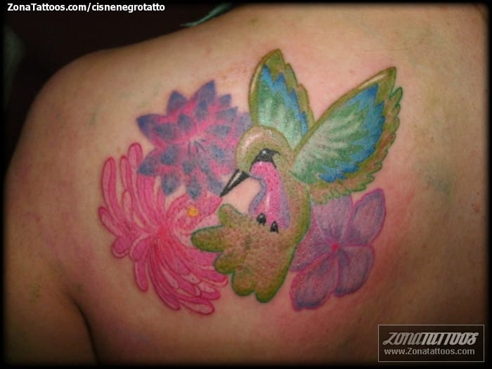 Foto de tatuaje Colibríes, Flores, Aves