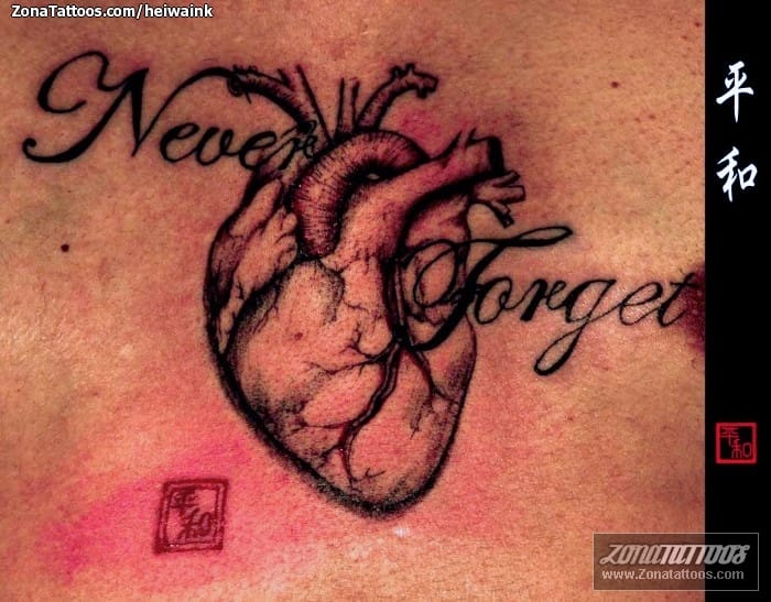 Foto de tatuaje Corazones, Letras, Frases