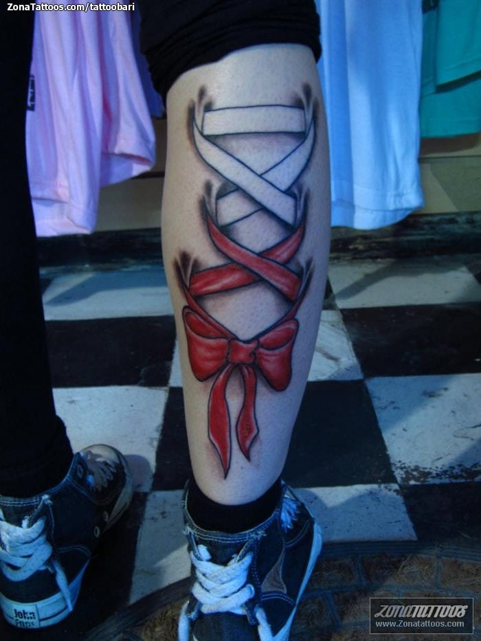 Tattoo photo Ribbons, Leg