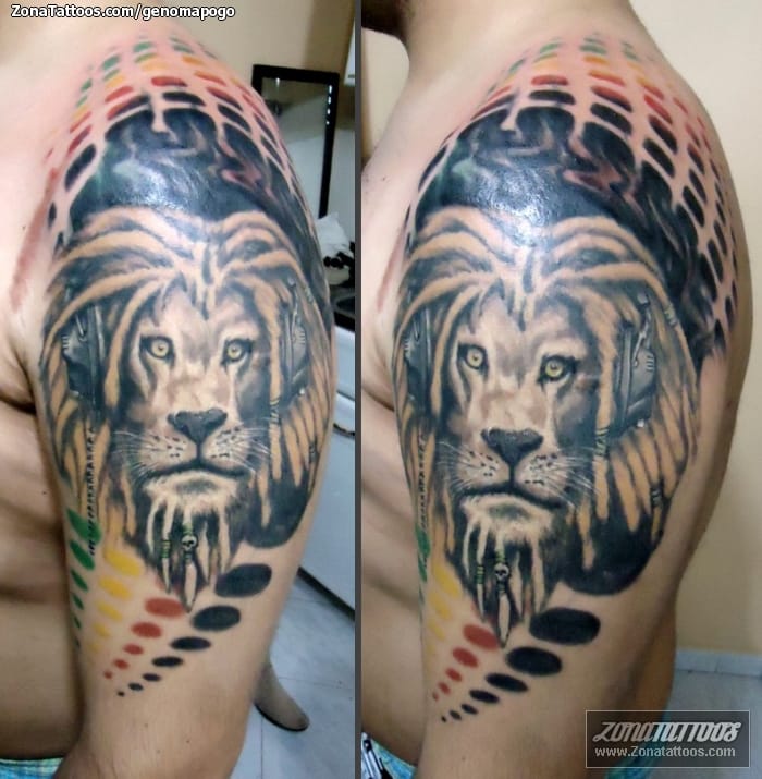 Tattoo photo Animals, Lions, Headphones