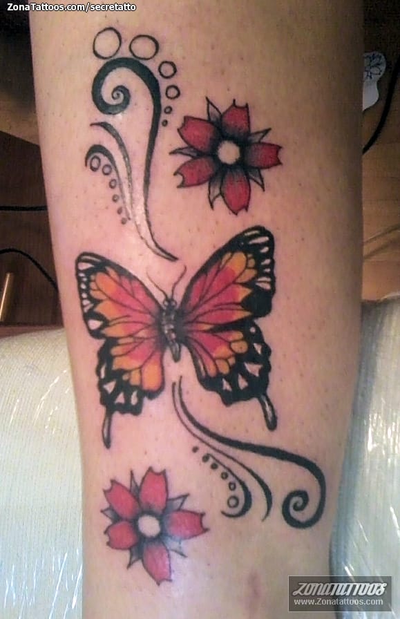 Foto de tatuaje Insectos, Flores, Filigranas