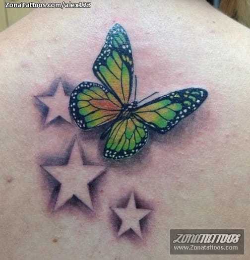 Foto de tatuaje Mariposas, Insectos, Estrellas