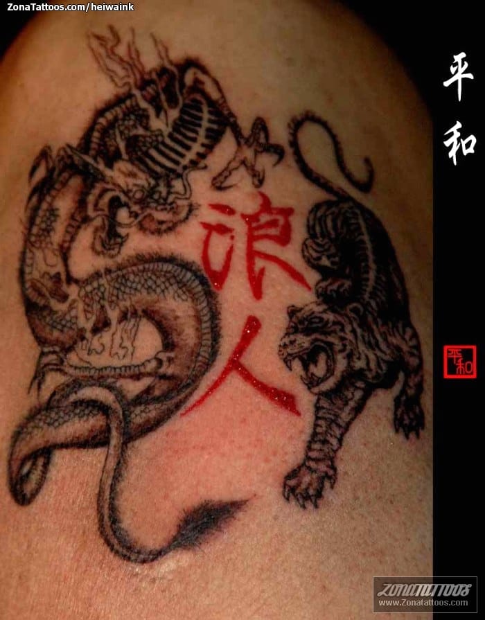 Tattoo photo Tigers, Dragons, Asian