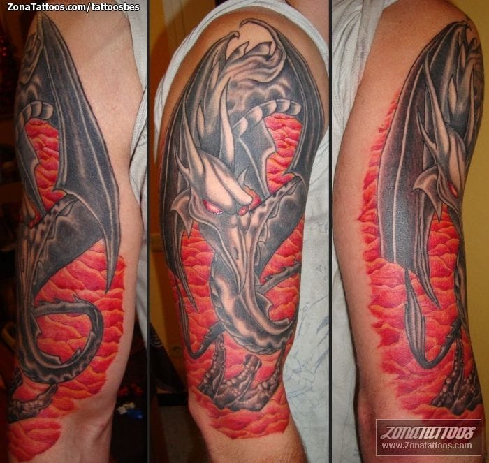 Foto de tatuaje Dragones, Lava, Fantasía