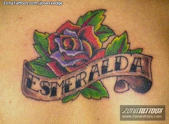 Tattoo photo Roses, Flowers, Letters