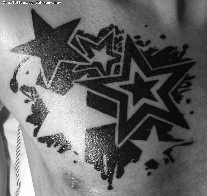 Foto de tatuaje Estrellas, Pecho