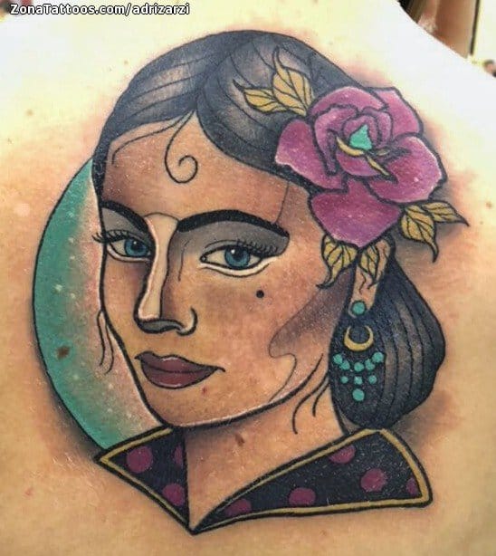 Foto de tatuaje Gitanas, Espalda, Rostros