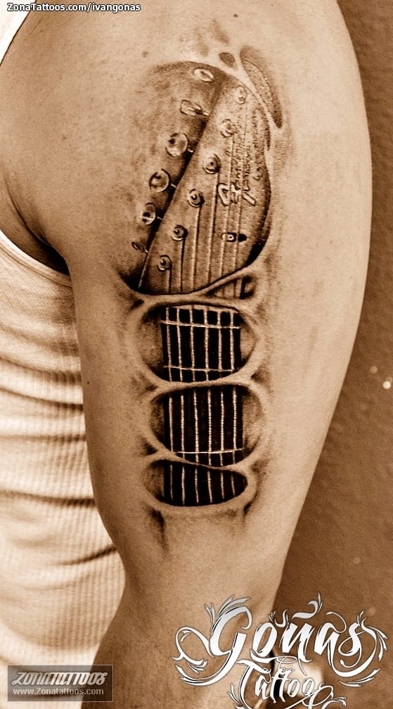 Tattoo photo Guitars, Cracks