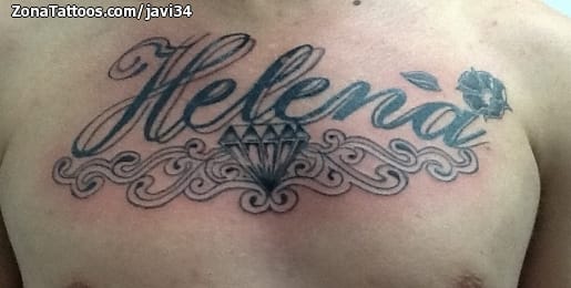 Foto de tatuaje Nombres, Letras, Diamantes