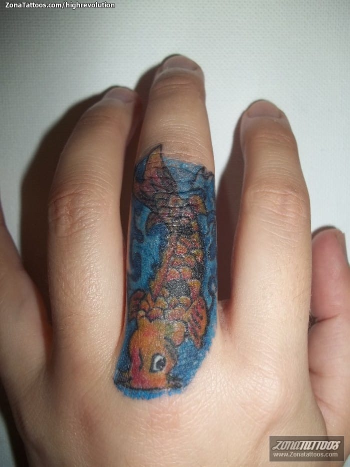 Tattoo photo Fish, Koi, Fingers