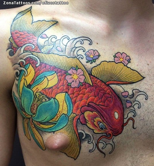 Foto de tatuaje Koi, Lotos, Orientales