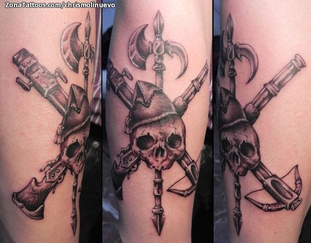 Tattoo photo Skulls, Military, Weapons