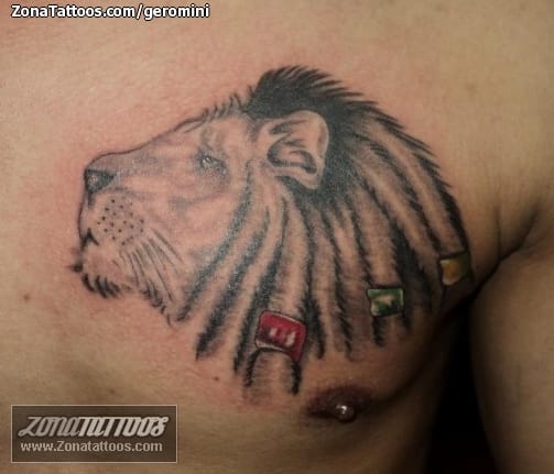 Tatuaje de Leones, Animales, Pecho