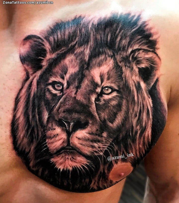 Tatuaje de Leones, Pecho, Animales