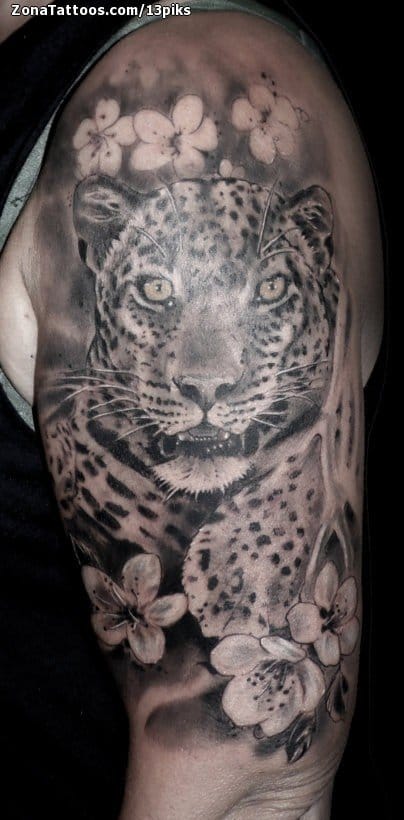 Tattoo photo Animals, Leopards, Shoulder