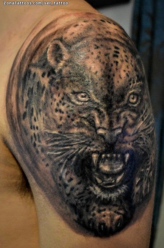 Tattoo photo Leopards, Animals, Shoulder