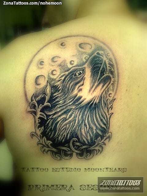 Tattoo photo Wolfs, Moons, Animals