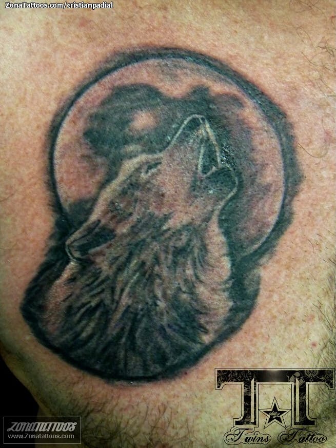 Tattoo photo Moons, Wolfs, Animals