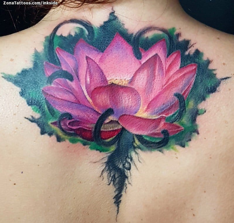 Tattoo of Lotus, Flowers, Back