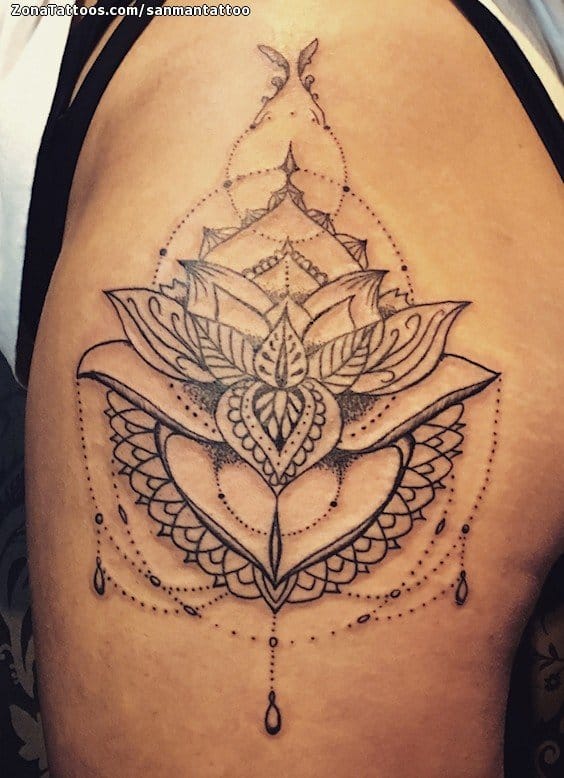 Tattoo photo Lotus, Mandalas, Pointillism