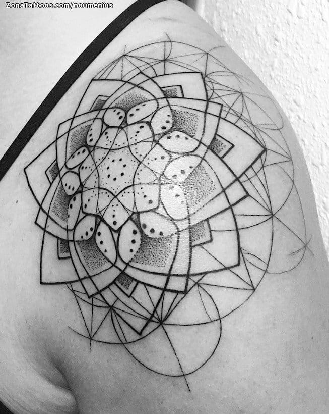 Tattoo photo Mandalas, Pointillism, Shoulder