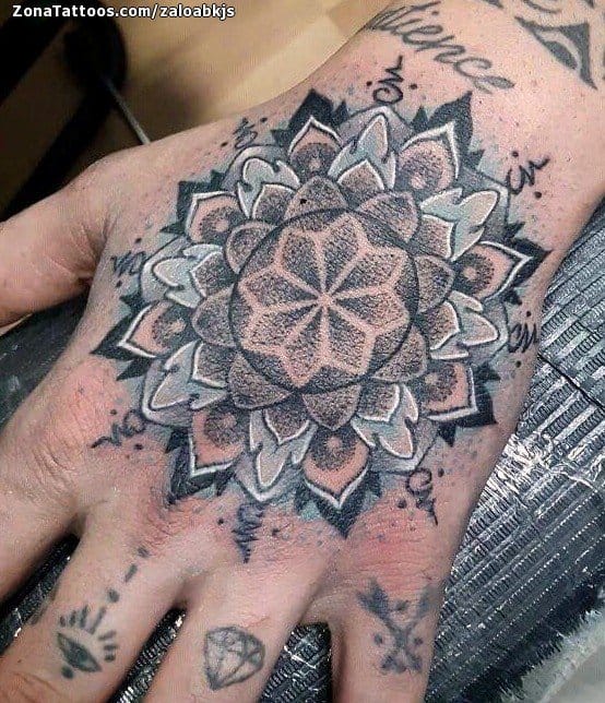 Tattoo photo Mandalas, Hand, Pointillism