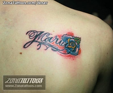 Foto de tatuaje María, Nombres, Rosas