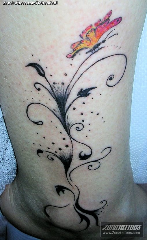 Foto de tatuaje Mariposas, Insectos, Plantas