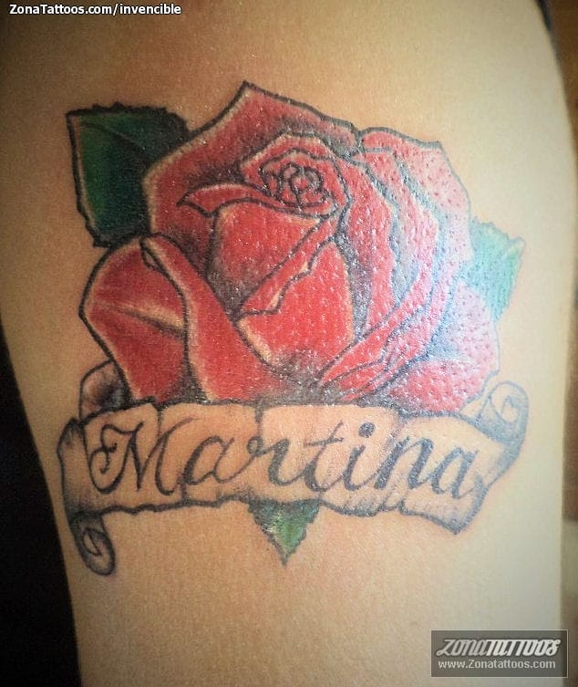 Foto de tatuaje Rosas, Flores, Letras