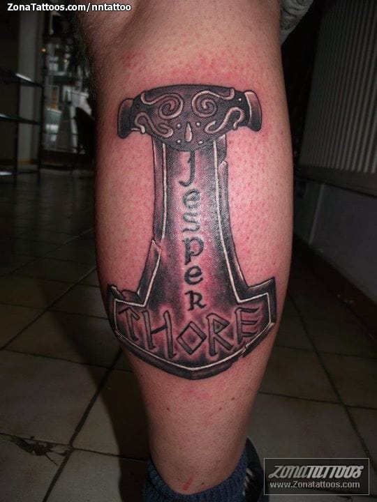 Tattoo photo Calf, Mjölnir