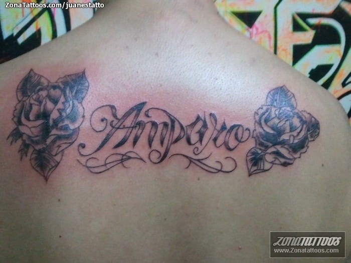 Foto de tatuaje Rosas, Letras, Nombres