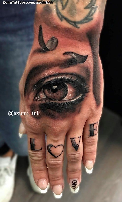 Tattoo photo Eye, Hand, Love