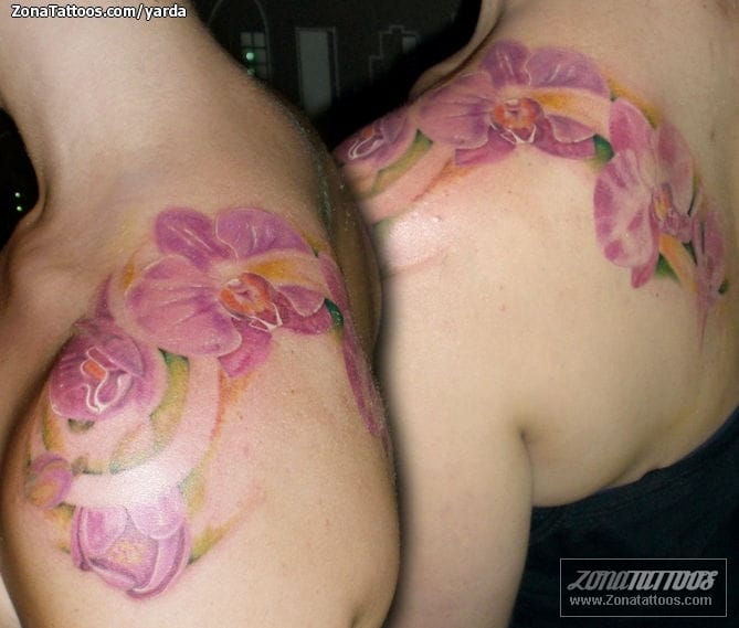 Foto de tatuaje Orquídeas, Flores, Hombro