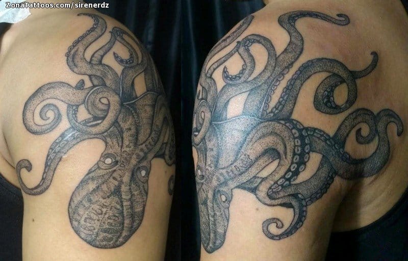 Foto de tatuaje Pulpos, Animales, Puntillismo