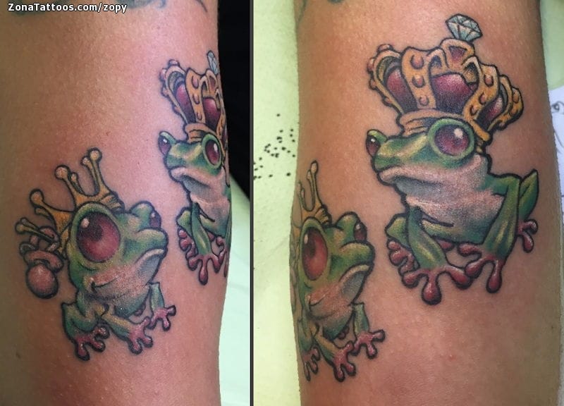 Tattoo photo Frogs, Crowns, Animals